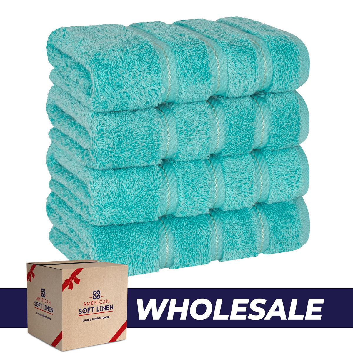 4 Piece 100% Cotton Turkish Towels, Hand Towel Set, Soft, Absorbent, Quick Dry - 28 Set Case Pack