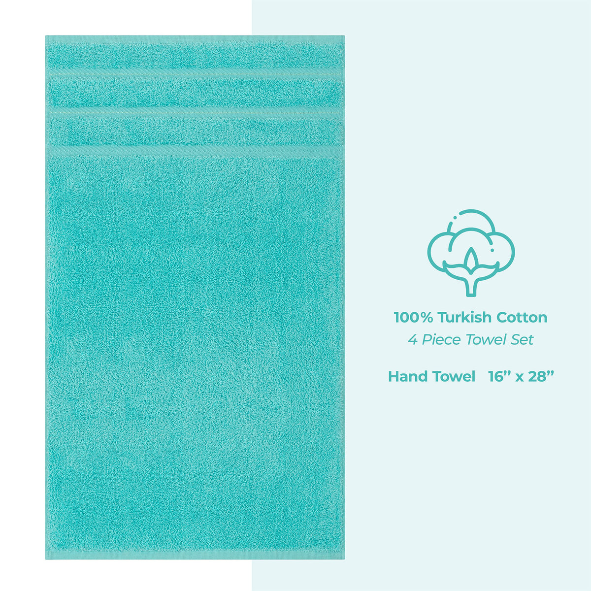 4 Piece 100% Cotton Turkish Towels, Hand Towel Set, Soft, Absorbent, Quick Dry - 28 Set Case Pack