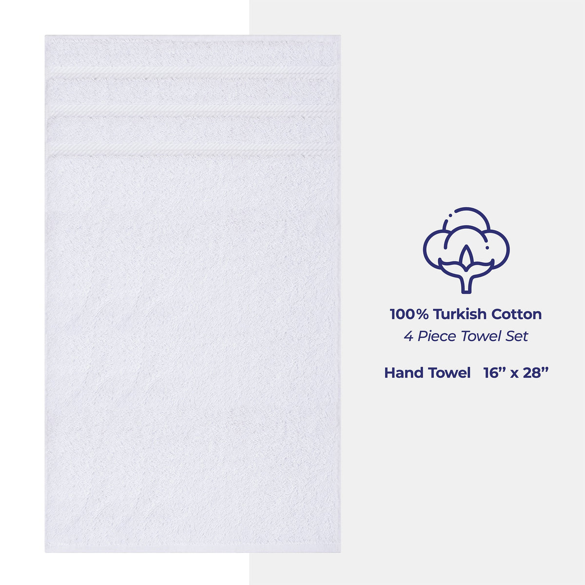 4 Piece 100% Cotton Turkish Towels, Hand Towel Set, Soft, Absorbent, Quick Dry - 28 Set Case Pack