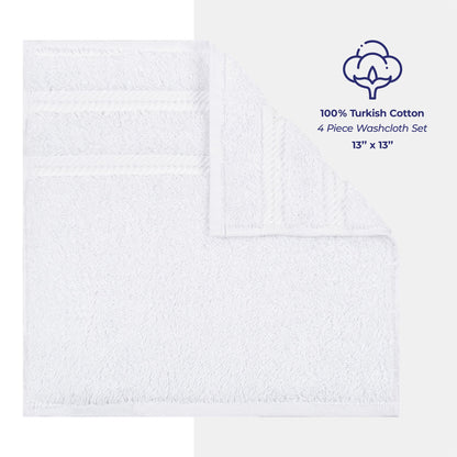 4 Piece 100% Cotton Luxury Washcloth Turkish Towel Set - 60 Set Case Pack