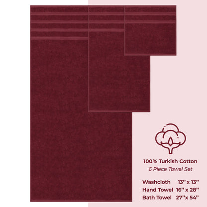 6 Piece 100% Cotton Turkish Bulk Bath Towels - Wholesale Premium Towel Sets - 10 Set Case Pack