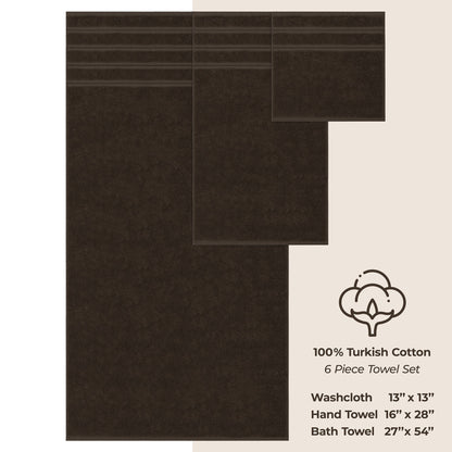 6 Piece 100% Cotton Turkish Bulk Bath Towels - Wholesale Premium Towel Sets - 10 Set Case Pack