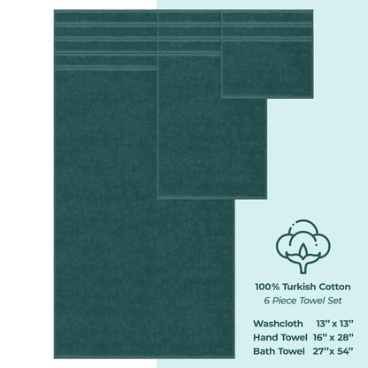 6 Piece 100% Cotton Turkish Bulk Bath Towels - Wholesale Premium Towel Sets - 10 Set Case Pack