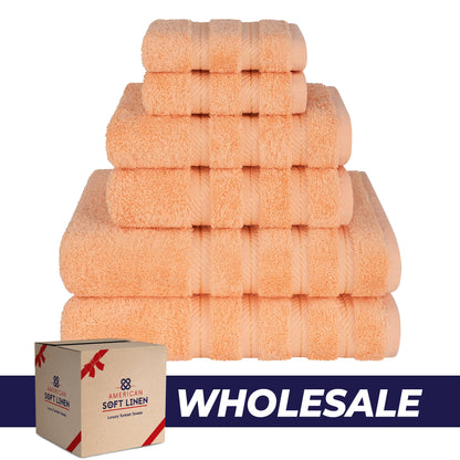 6 Piece 100% Cotton Turkish Bulk Bath Towels - Wholesale Premium Towel Sets - 10 Set Case Pack