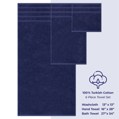 6 Piece 100% Cotton Turkish Bulk Bath Towels - Wholesale Premium Towel Sets - 10 Set Case Pack