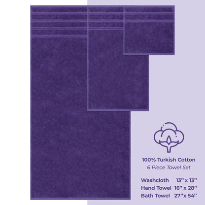 6 Piece 100% Cotton Turkish Bulk Bath Towels - Wholesale Premium Towel Sets - 10 Set Case Pack