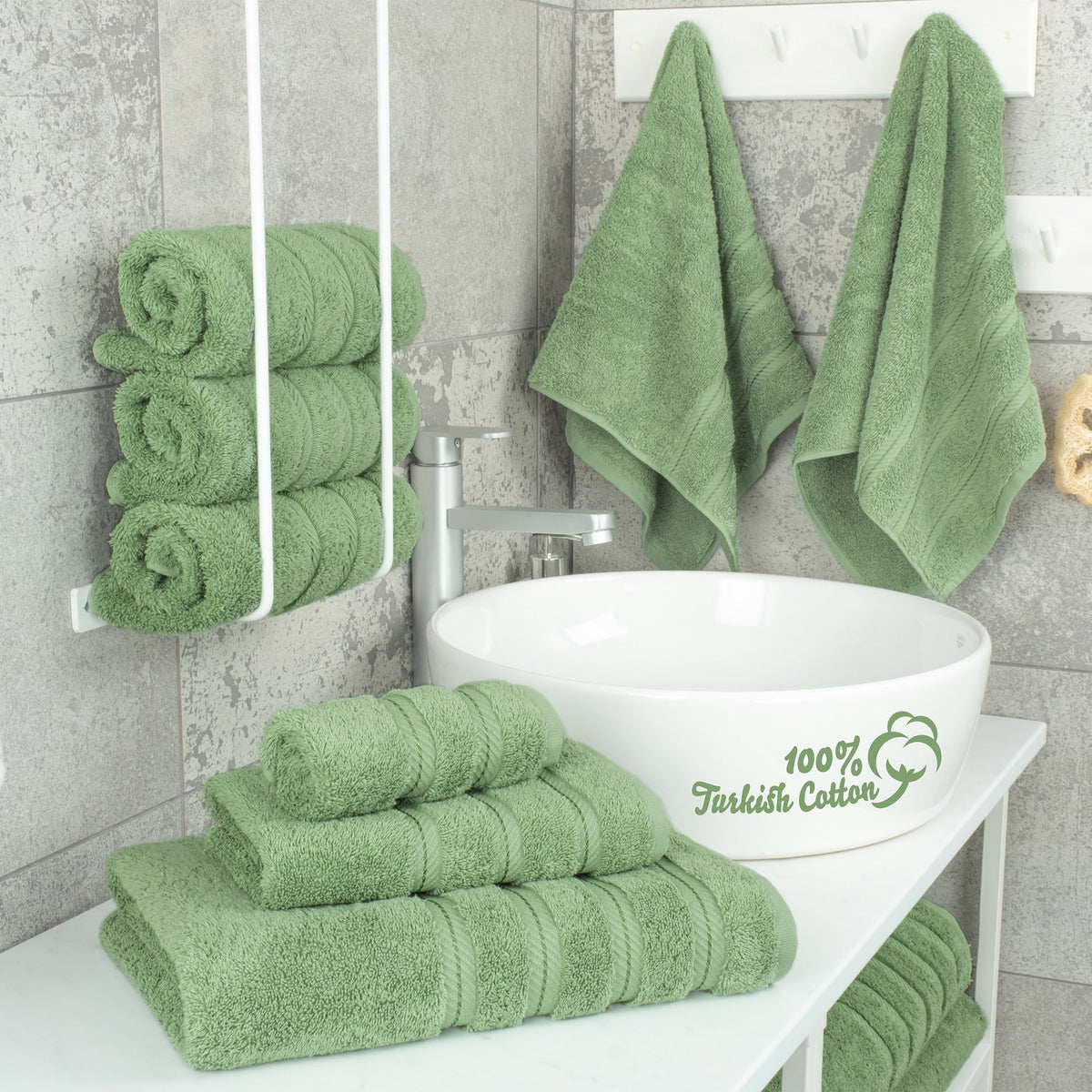 6 Piece 100% Cotton Turkish Bulk Bath Towels - Wholesale Premium Towel Sets - 10 Set Case Pack