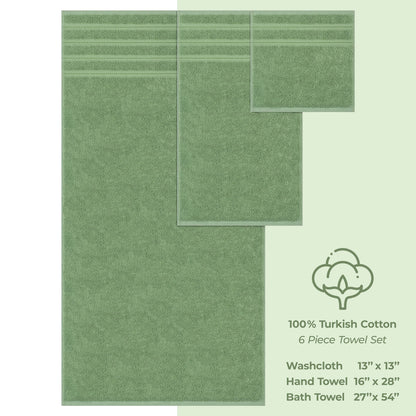 6 Piece 100% Cotton Turkish Bulk Bath Towels - Wholesale Premium Towel Sets - 10 Set Case Pack