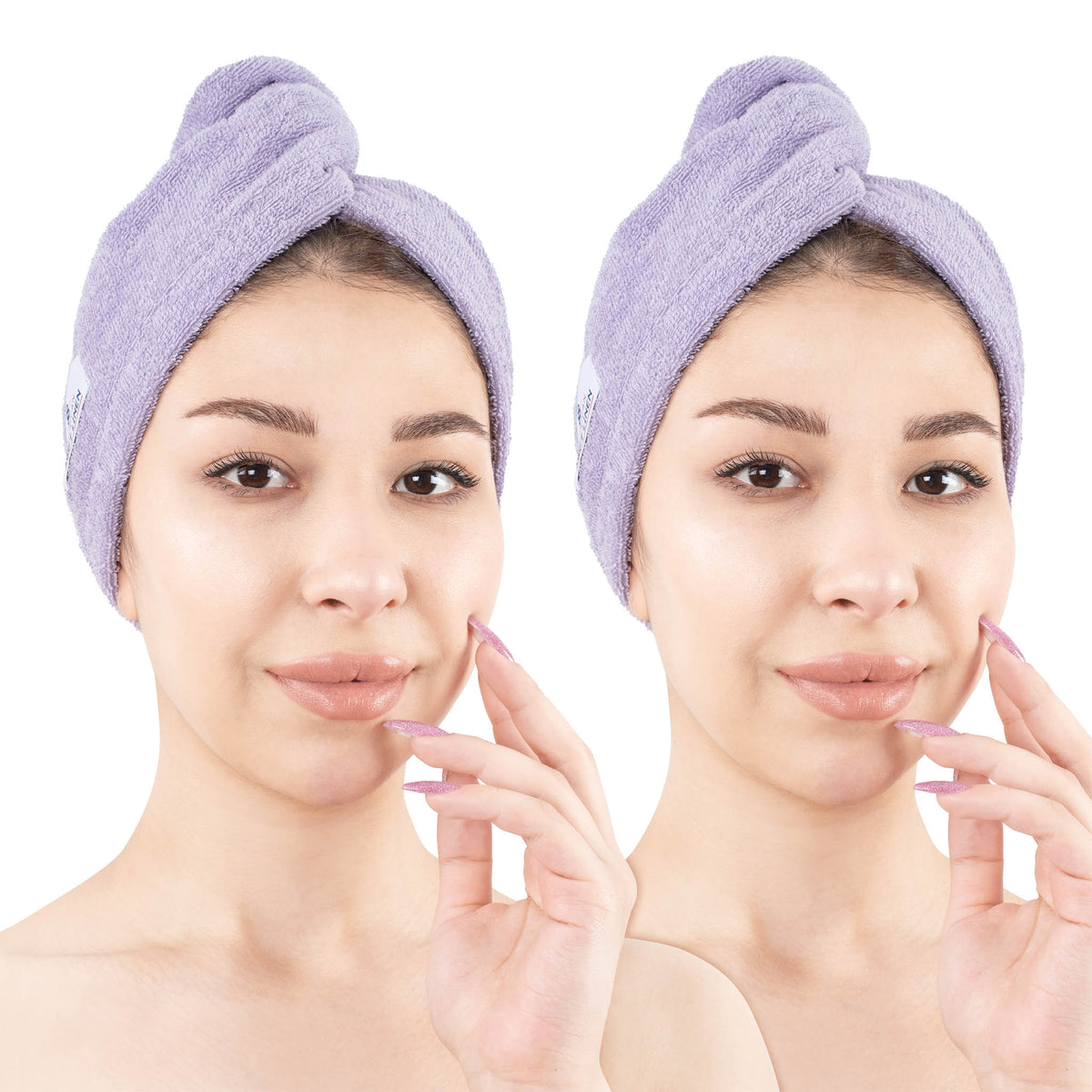 American Soft Linen 100% Cotton Hair Drying Towels for Women, 2 Pack Head Towel Cap - 75 Set Case Pack