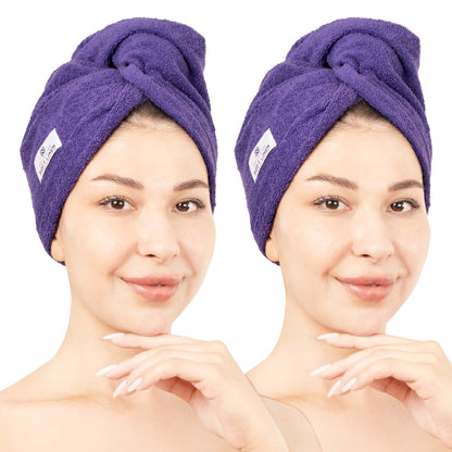 American Soft Linen 100% Cotton Hair Drying Towels for Women, 2 Pack Head Towel Cap - 75 Set Case Pack