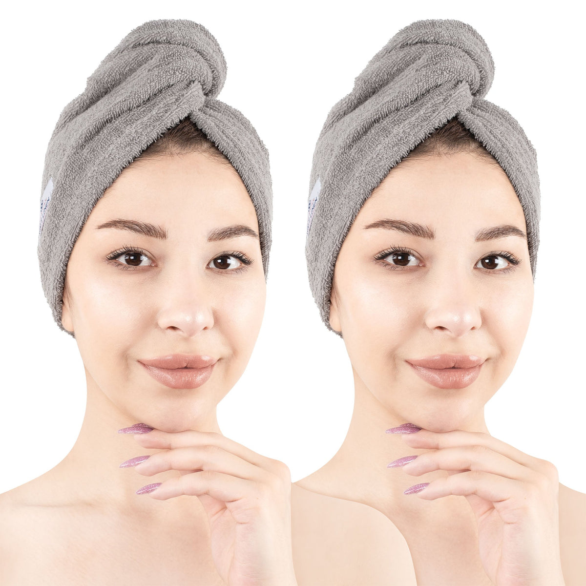 American Soft Linen 100% Cotton Hair Drying Towels for Women, 2 Pack Head Towel Cap - 75 Set Case Pack