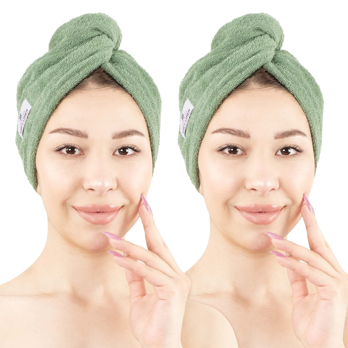 American Soft Linen 100% Cotton Hair Drying Towels for Women, 2 Pack Head Towel Cap - 75 Set Case Pack