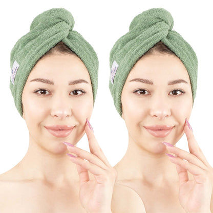 American Soft Linen 100% Cotton Hair Drying Towels for Women, 2 Pack Head Towel Cap - 75 Set Case Pack