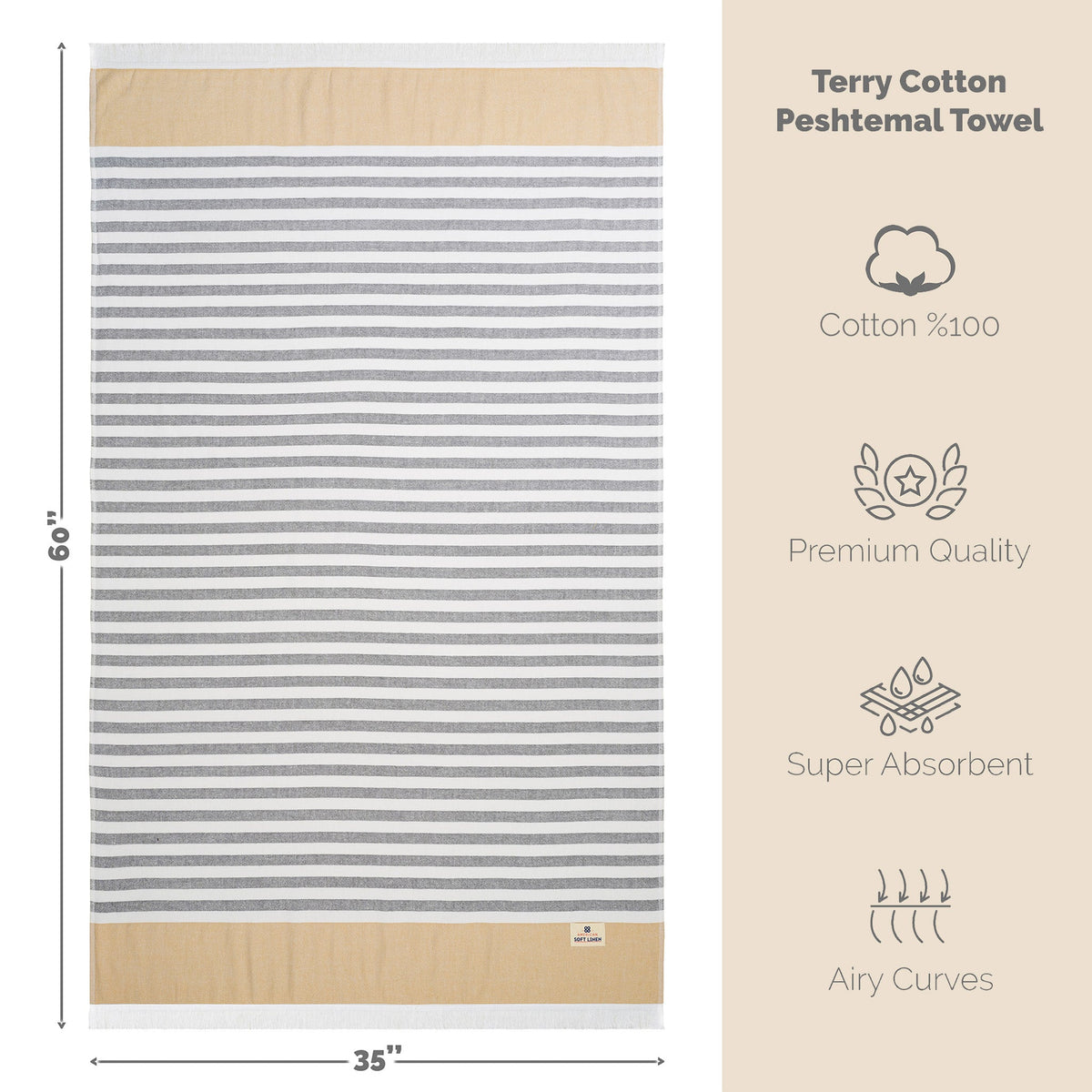 Mediterranean 100% Cotton Turkish Peshtemals, 35" x 60",  Modern & Traditional Turkish Towels - 44 Set Case Pack