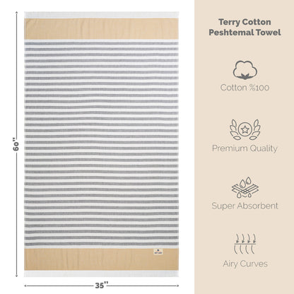Mediterranean 100% Cotton Turkish Peshtemals, 35" x 60",  Modern & Traditional Turkish Towels - 44 Set Case Pack
