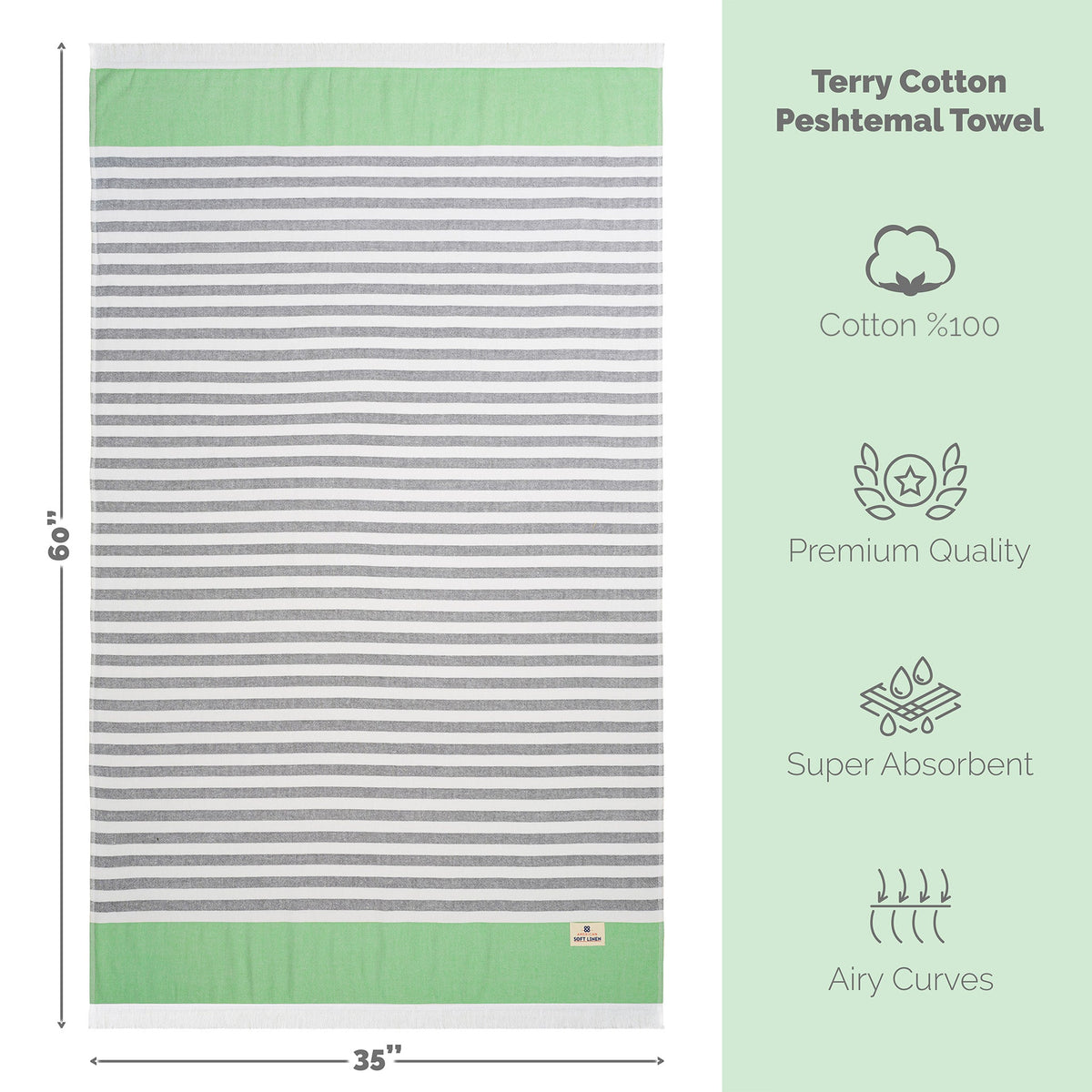 Mediterranean 100% Cotton Turkish Peshtemals, 35" x 60",  Modern & Traditional Turkish Towels - 44 Set Case Pack