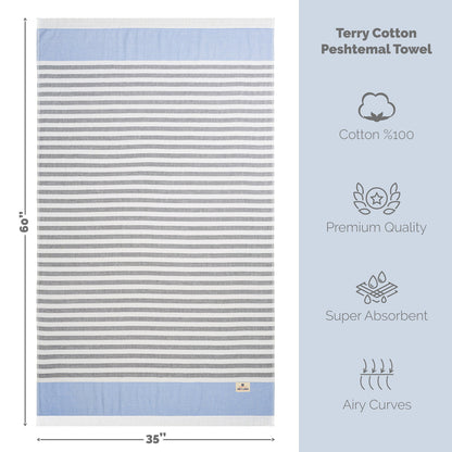 Mediterranean 100% Cotton Turkish Peshtemals, 35" x 60",  Modern & Traditional Turkish Towels - 44 Set Case Pack
