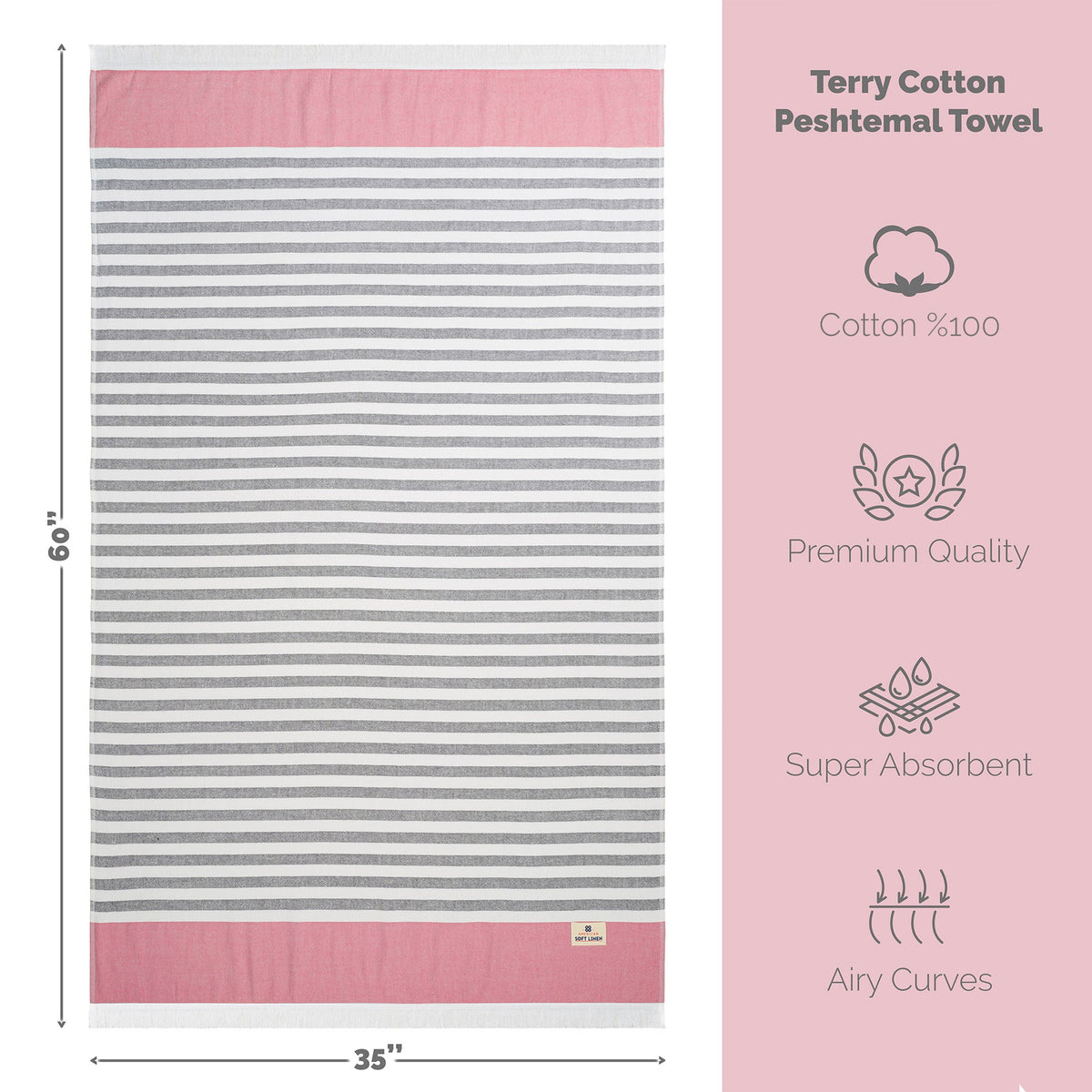 Mediterranean 100% Cotton Turkish Peshtemals, 35" x 60",  Modern & Traditional Turkish Towels - 44 Set Case Pack