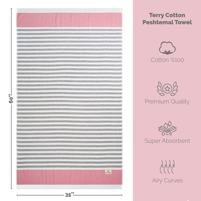 Mediterranean 100% Cotton Turkish Peshtemals, 35" x 60",  Modern & Traditional Turkish Towels - 44 Set Case Pack
