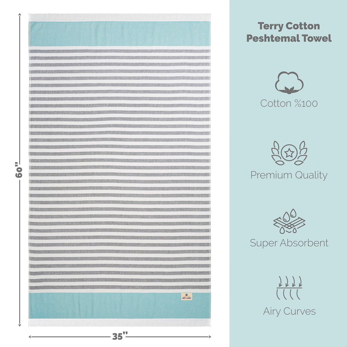 Mediterranean 100% Cotton Turkish Peshtemals, 35" x 60",  Modern & Traditional Turkish Towels - 44 Set Case Pack