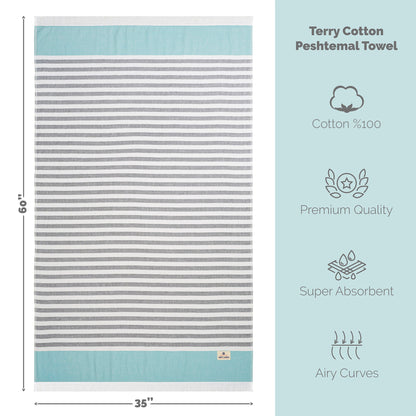Mediterranean 100% Cotton Turkish Peshtemals, 35" x 60",  Modern & Traditional Turkish Towels - 44 Set Case Pack