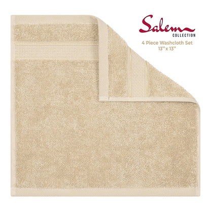 American Soft Linen 100% Cotton, Luxury, Salem 4 Piece Washcloth Set - 60 Set Case Pack