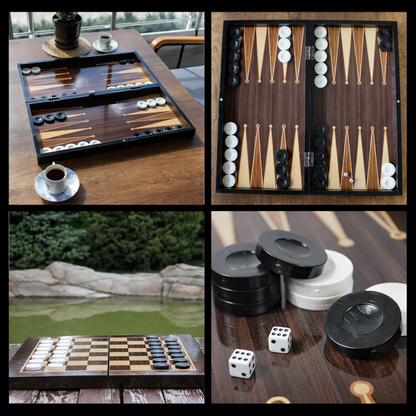 Turkish Backgammon & Checkers Set – Walnut, 19 in