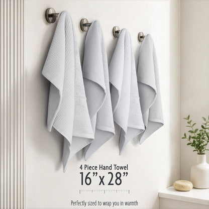 NOLA 4-Pack 100% Turkish Cotton Hand Towels – Waffle 600 GSM Wholesale Case Pack of 24