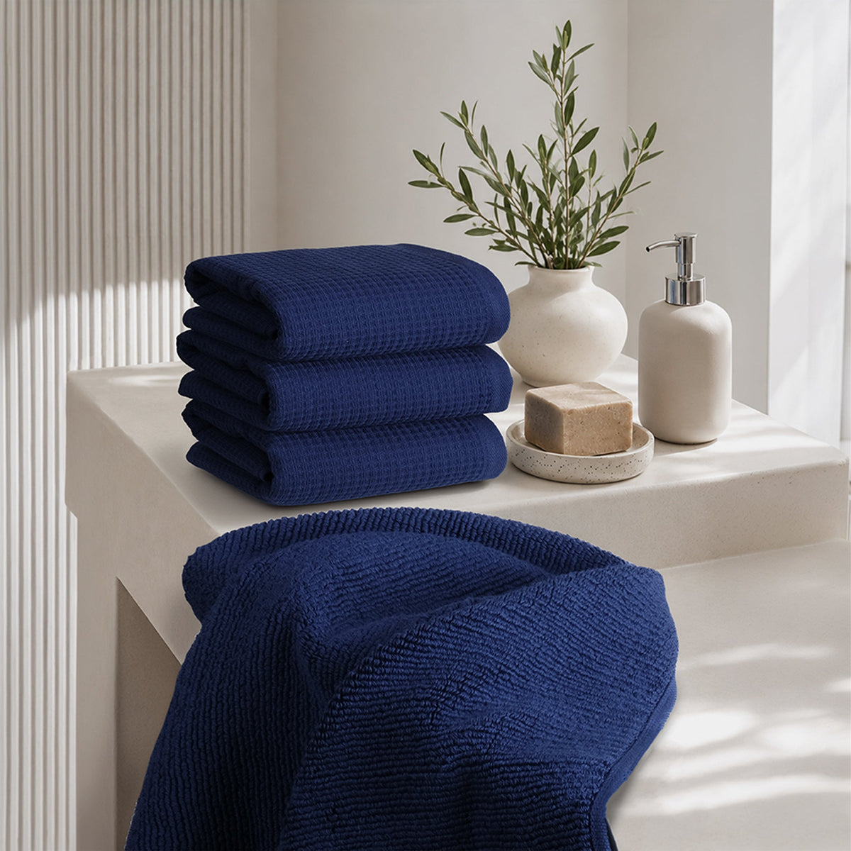 NOLA 4-Pack 100% Turkish Cotton Hand Towels – Waffle 600 GSM Wholesale Case Pack of 24