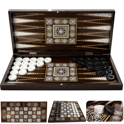 Turkish Backgammon & Checkers Set – Pearl, 19 in