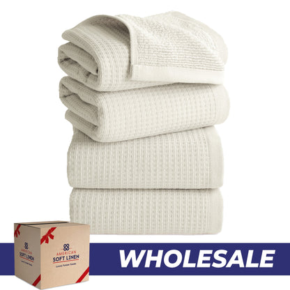 NOLA 4-Pack 100% Turkish Cotton Hand Towels – Waffle 600 GSM Wholesale Case Pack of 24